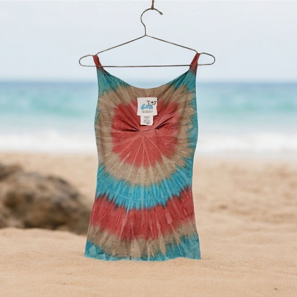 Goa Raspberry/Aqua Blue Tie-Dye Tank Top
